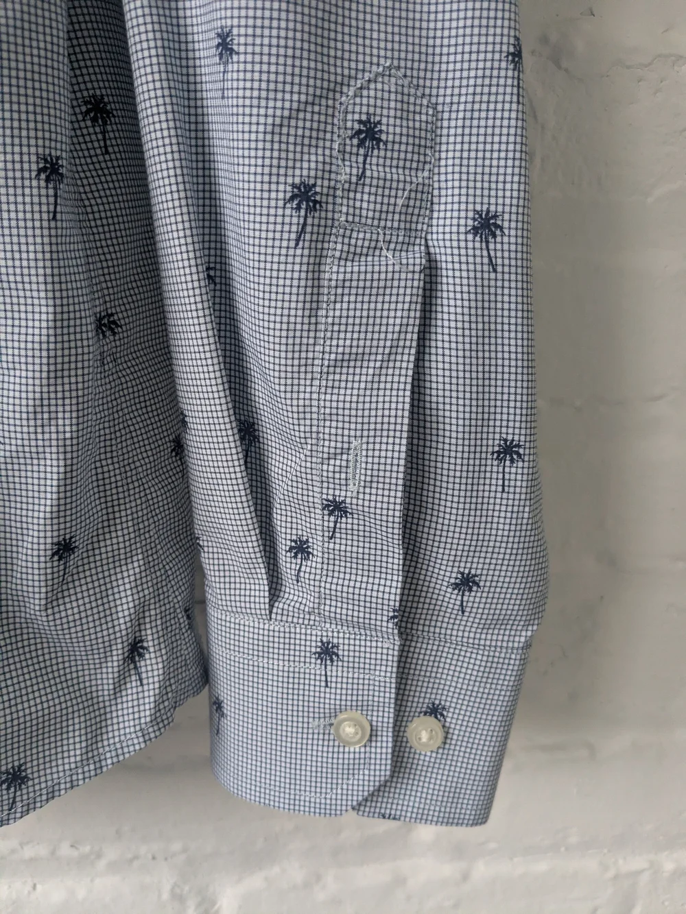 Banana Republic Light Blue Palm-Print Men's Button-Up Shirt